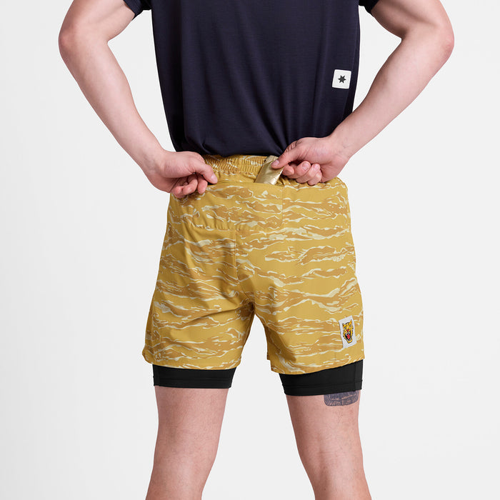 Saysky Tiger Pace 2 in 1 Shorts 5'' Yellow Camo 1064 SM40007