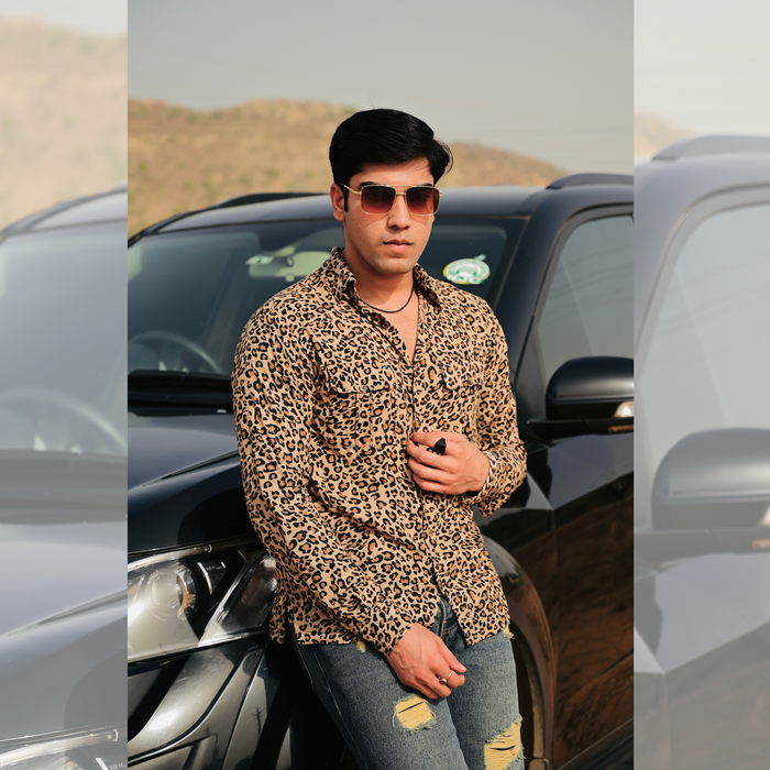 Tiger Print Beige Hunting Shirt