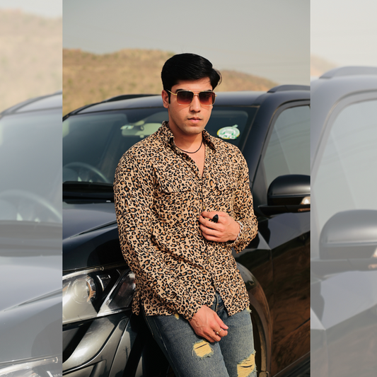 Tiger Print Beige Hunting Shirt