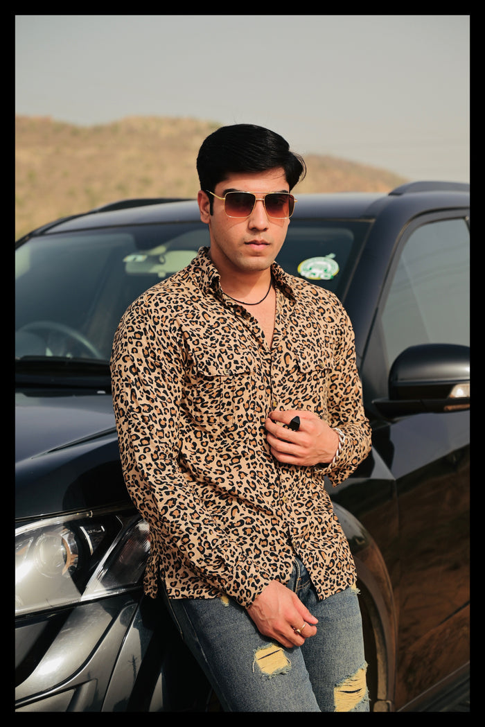 Tiger Print Beige Hunting Shirt