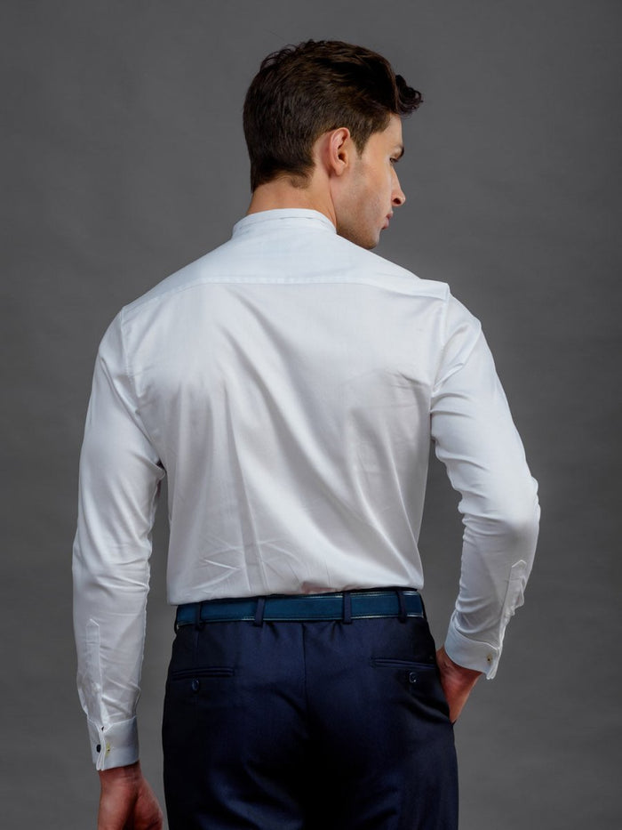 Tipple White Cotton Modern wing Collar Shirt