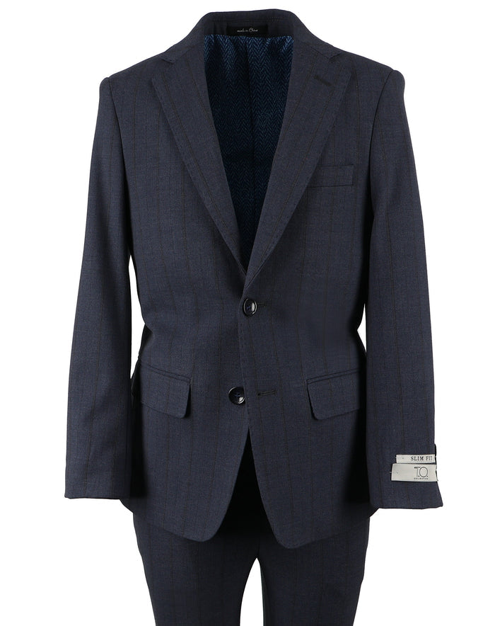 T.O. Boy's Fashion Suit - Heather Blue Pinstripe
