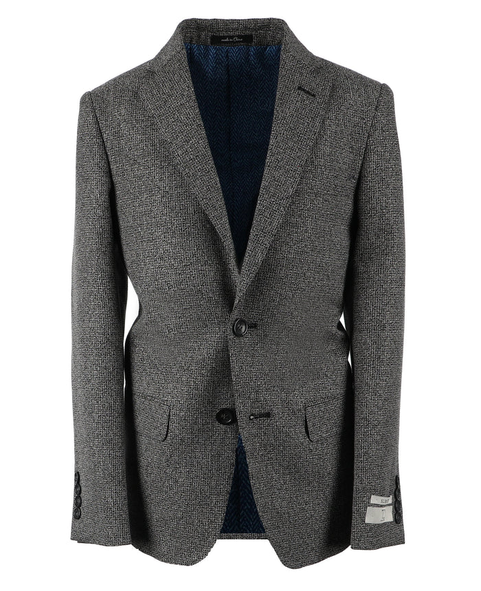 T.O. Boy's Patched Pocket Fashion Blazer - Black Twill Design