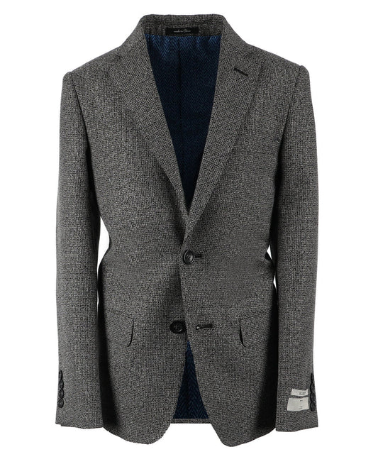 T.O. Boy's Patched Pocket Fashion Blazer - Black Twill Design