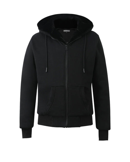 T.O. Collection Adult's Black Quilted X Style Hoodie with Removeable Fur & thumb hole - Black
