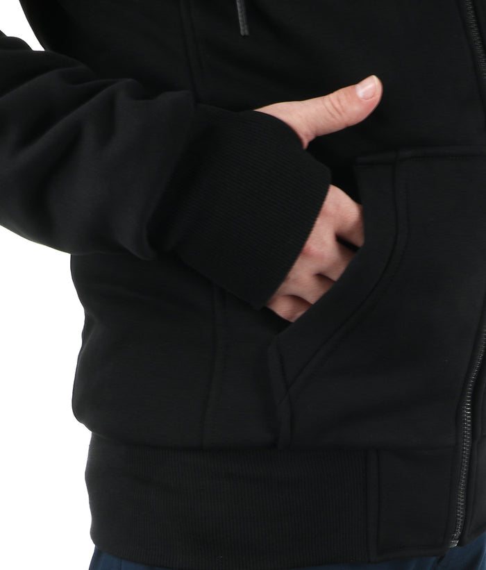 T.O. Collection Adult's Black Quilted X Style Hoodie with Removeable Fur & thumb hole - Black