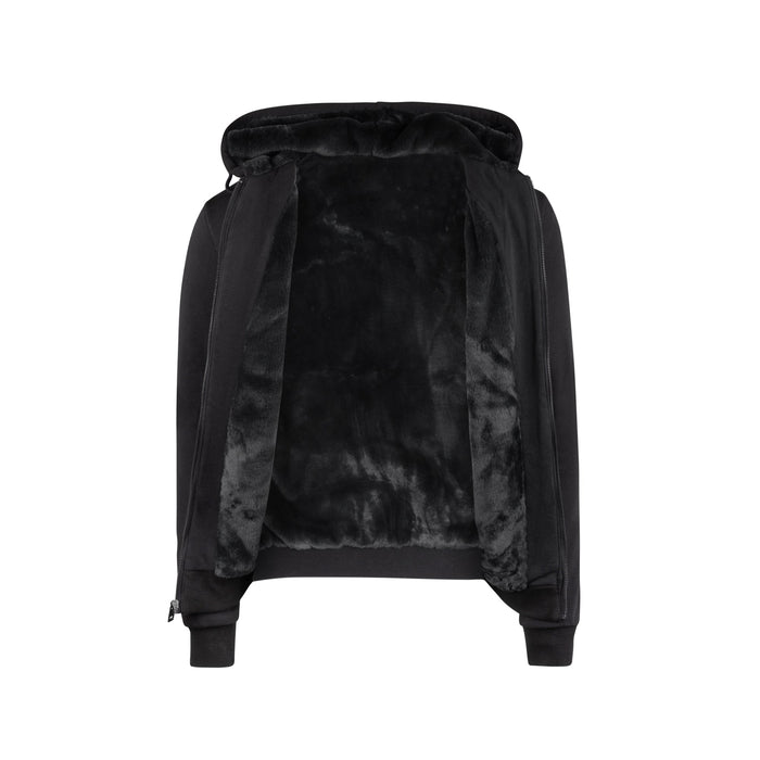 T.O. Collection Adult's Fully Lined Black X Style Hoodie with thumb hole -Black Fur
