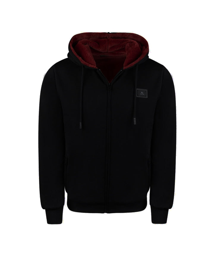 T.O. Collection Kid's Fully Lined Black X Style Hoodie with thumb hole - Burgundy Fur