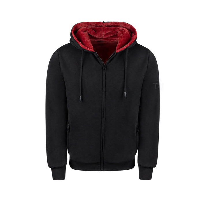 T.O. Collection Kid's Fully Lined Black X Style Hoodie with thumb hole - Burgundy Fur