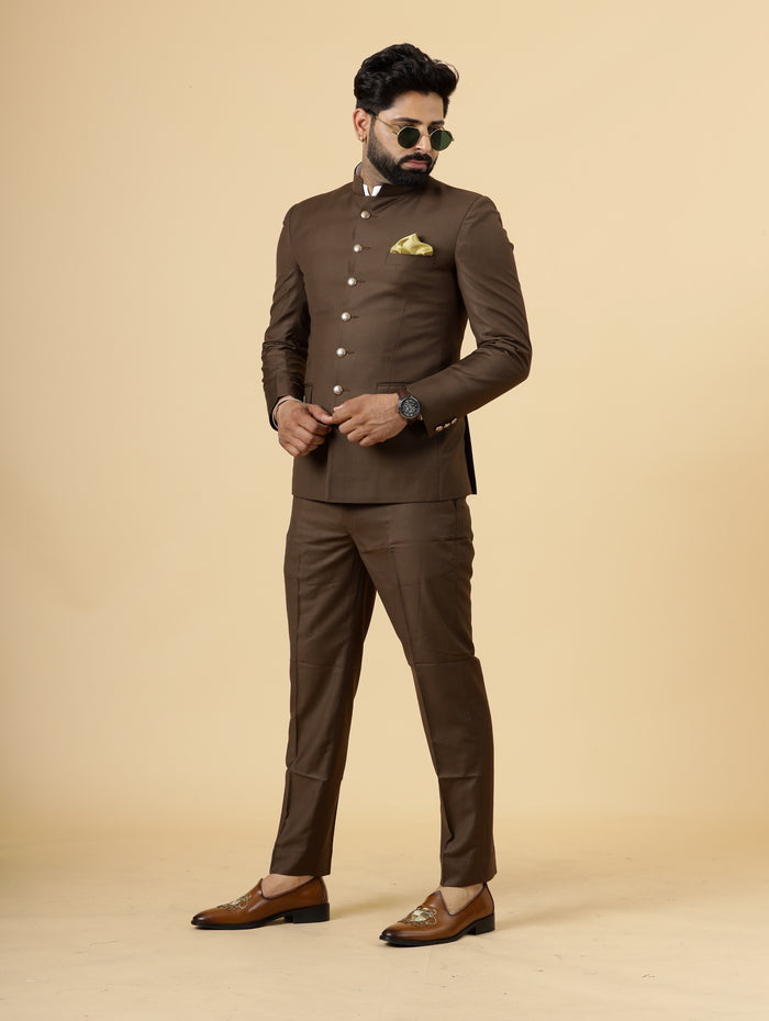 Traditional Cocoa Brown Jodhpuri Suit | Perfect for Wedding and Casual wear|
