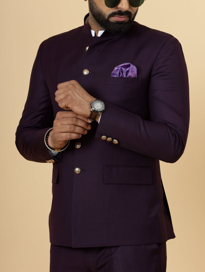 Traditional Dark Purple Jodhpuri Suit | Perfect for Wedding and Casual wear|