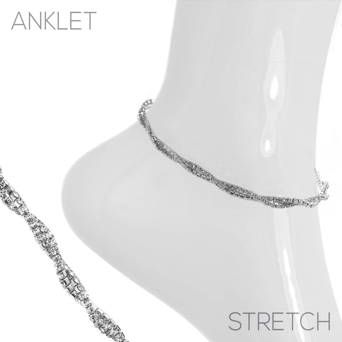 Twist & Shout Anklet In Silver Crystal - Macoma Boutique315 Jewelry