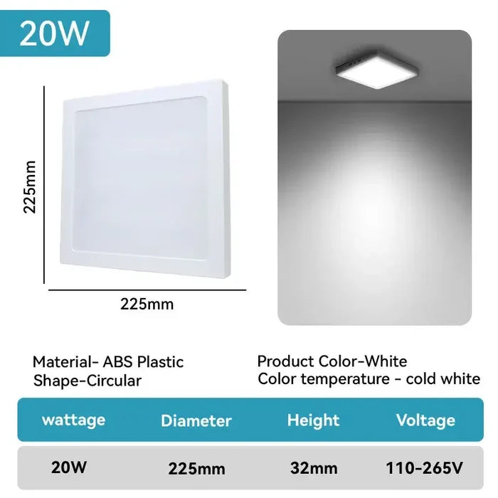 Square white 20w / 1PC / CHINA | Cold White 6500K