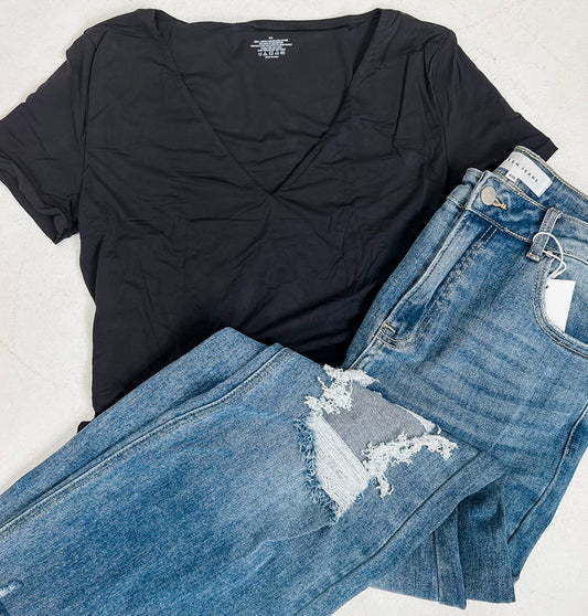 V-neck Short Sleeve Bodysuit
