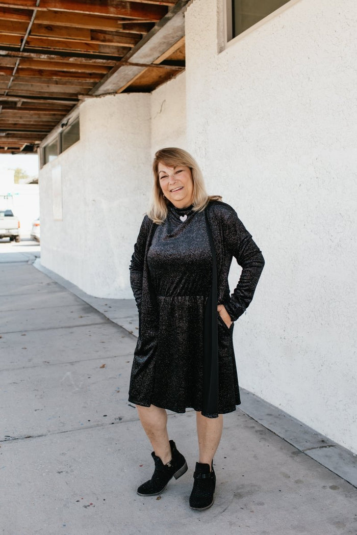 Shimmer & Slay Dress In Black - Reg & Curvy - Macoma Boutique250 Dresses