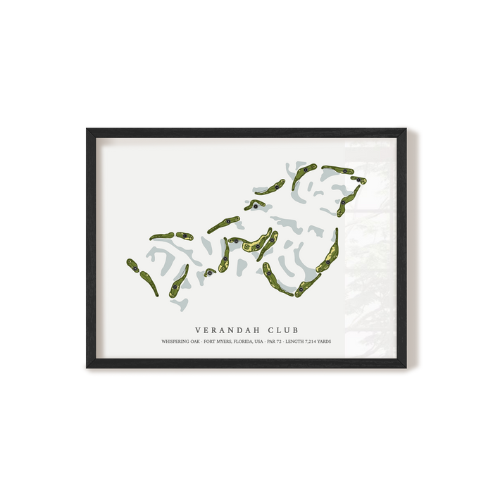 Verandah Club - Whispering Oak | Golf Course Map | Black Frame