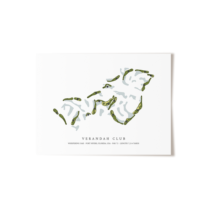 Verandah Club - Whispering Oak | Golf Course Map | Unframed