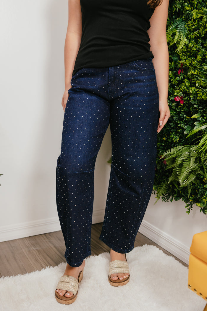Vervet Rhinestone Dreams Barrel Jeans