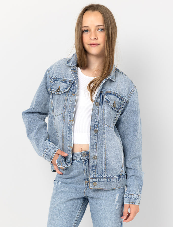 Veste en denim unie pour fille