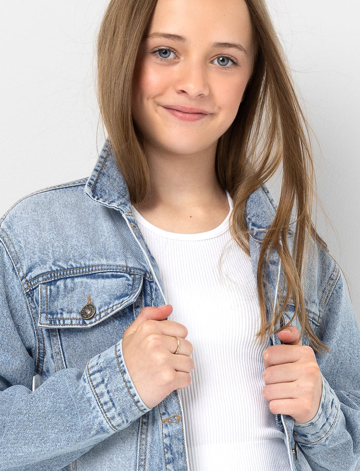 Veste en denim unie pour fille