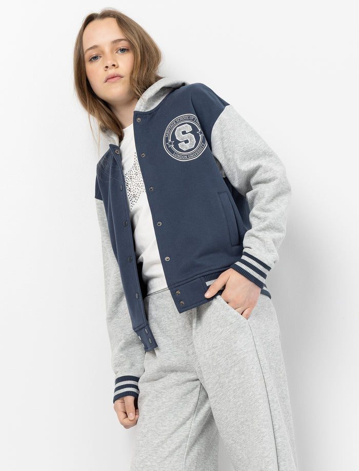 Veste imprimée à l’avant à capuchon pour fille