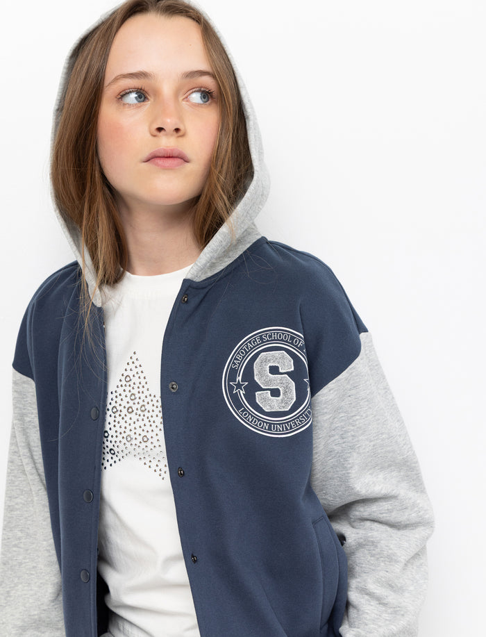 Veste imprimée à l’avant à capuchon pour fille