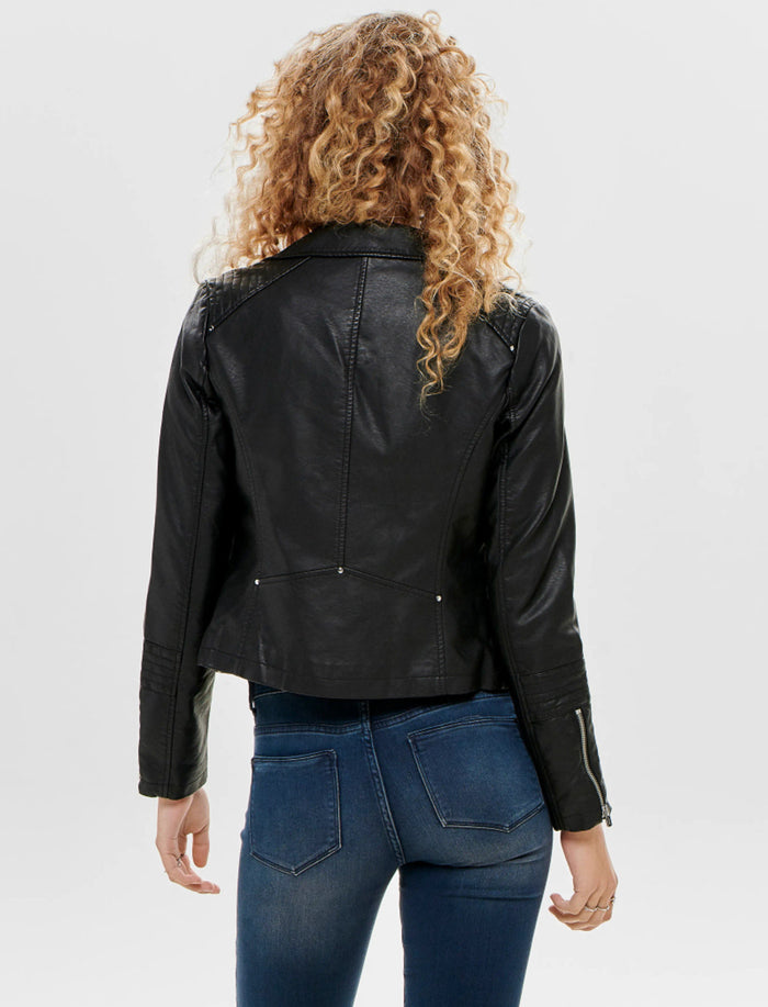 Veste style moto à effet cuir