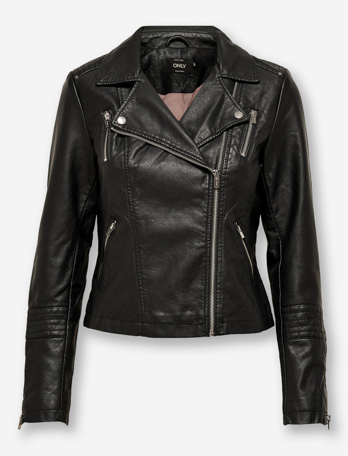 Veste style moto à effet cuir