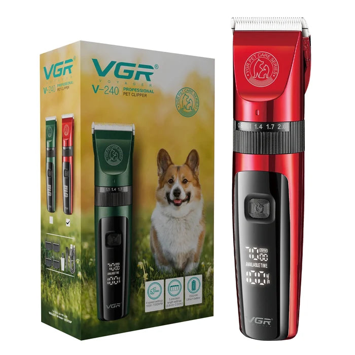 VGR V-240 Professional Pet Clipper with 150 Min Runtime, Red