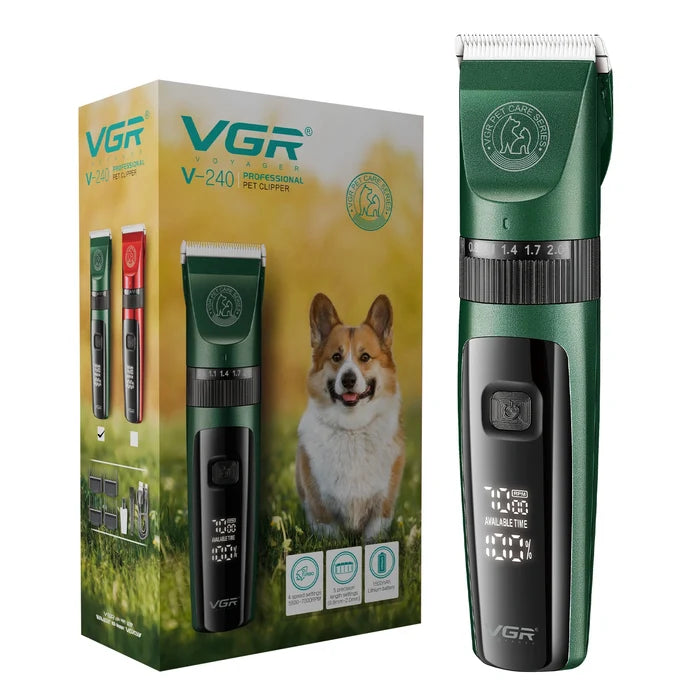VGR V-240 Professional Pet Clipper with 150 Min Runtime, Red