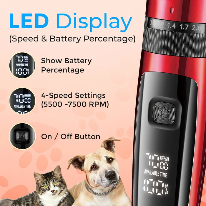 VGR V-240 Professional Pet Clipper with 150 Min Runtime, Red