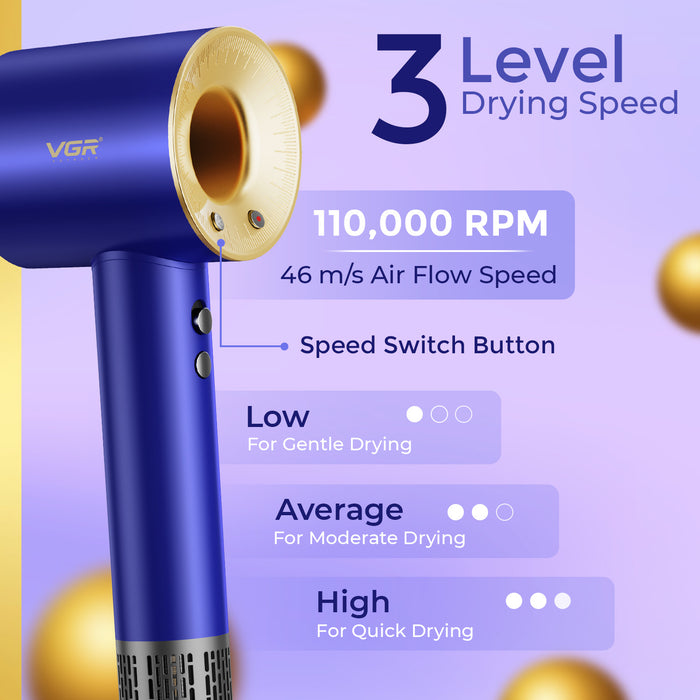 VGR V-445 Professional Hair Dryer For Women with Cool Shot, Overheating Protection, Blue