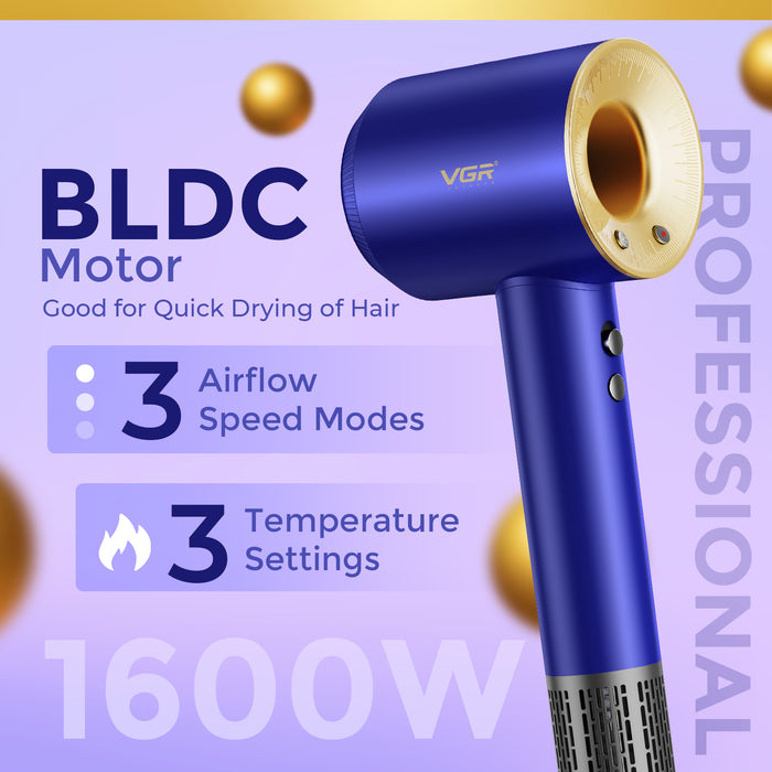 VGR V-445 Professional Hair Dryer For Women with Cool Shot, Overheating Protection, Blue