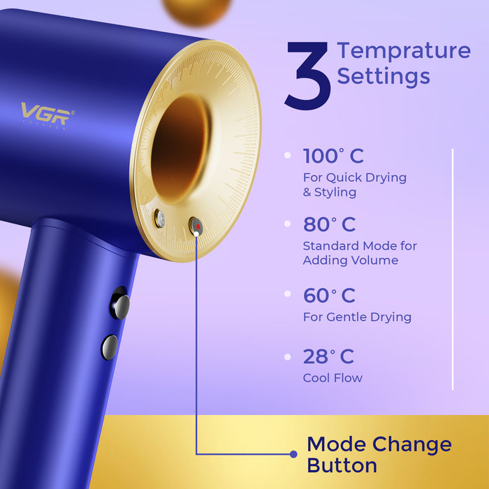 VGR V-445 Professional Hair Dryer For Women with Cool Shot, Overheating Protection, Blue