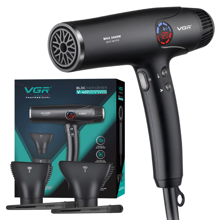 VGR V-469 Professional Hair Dryer For Men & Women, Cool Shot, 2.5m Cable, Black