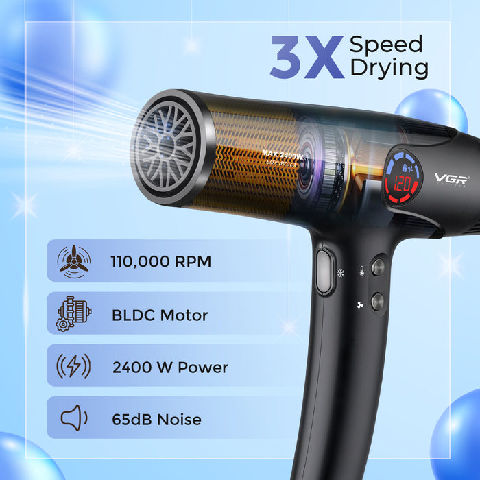 VGR V-469 Professional Hair Dryer For Men & Women, Cool Shot, 2.5m Cable, Black