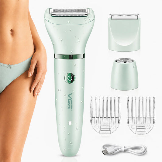 VGR V-735 Professional 3-in-1 Lady Shaver Set | Waterproof Cordless Trimmer for Women (Green/Pink)