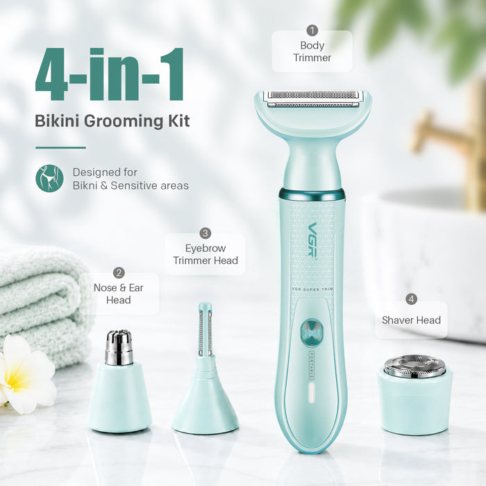 VGR V-761 Female 4-in-1 Bikini Grooming Kit, Blue