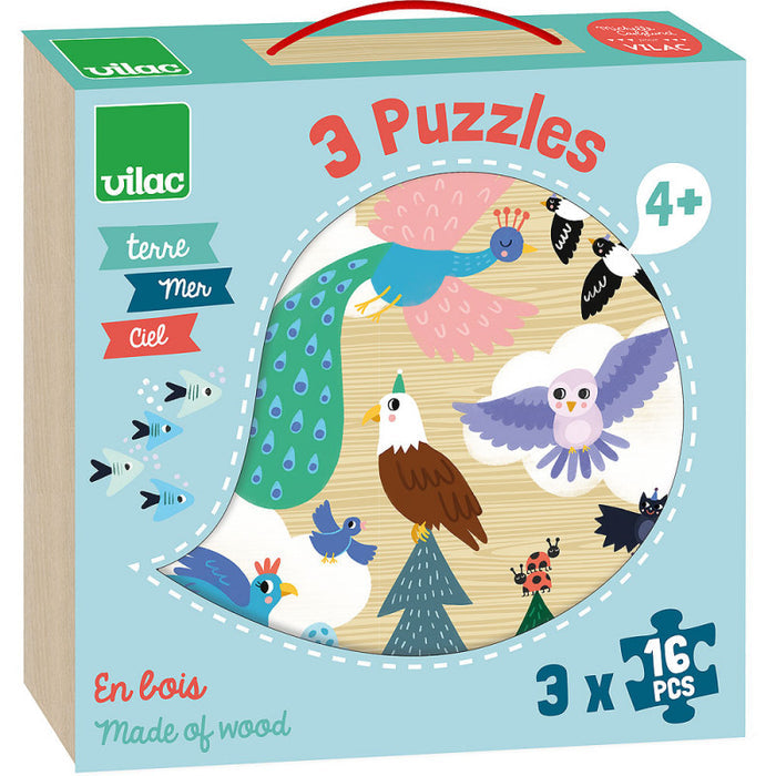 Vilac Earth, Sea and Sky 3x16pc Puzzles