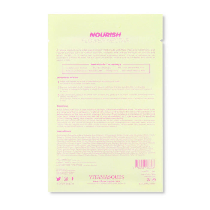 Vitamasques Nourish Flower Nectar Biodegradable Face Sheet Mask