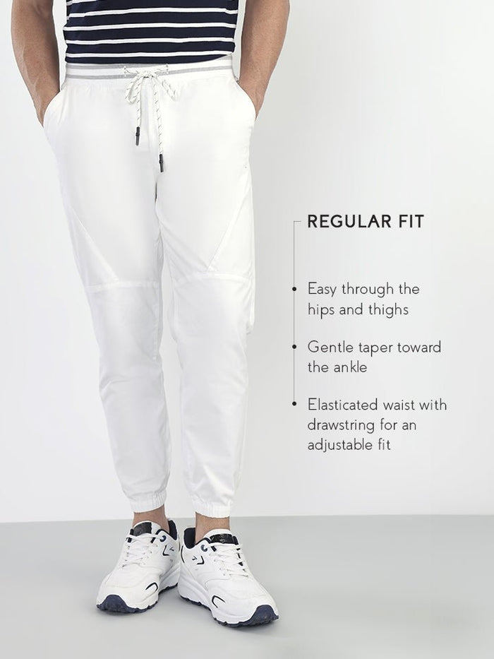 Voyager White Elasticated Drawstring Joggers