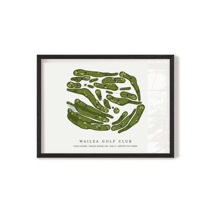 Wailea Golf Club - Gold Course | Golf Course Map | Black Frame