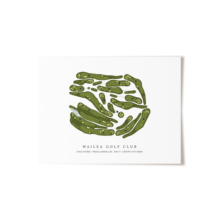 Wailea Golf Club - Gold Course | Golf Course Map | Unframed