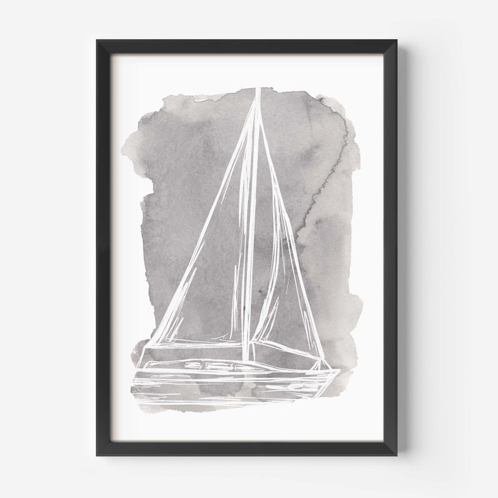 Watercolor Sailboat Illustration - Jetty Home