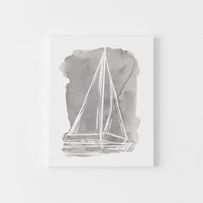 Watercolor Sailboat Illustration Nautical Wall Art Print or Canvas - Jetty Home