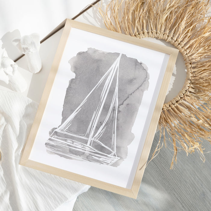 Watercolor Sailboat Illustration  - Art Print or Canvas - Jetty Home