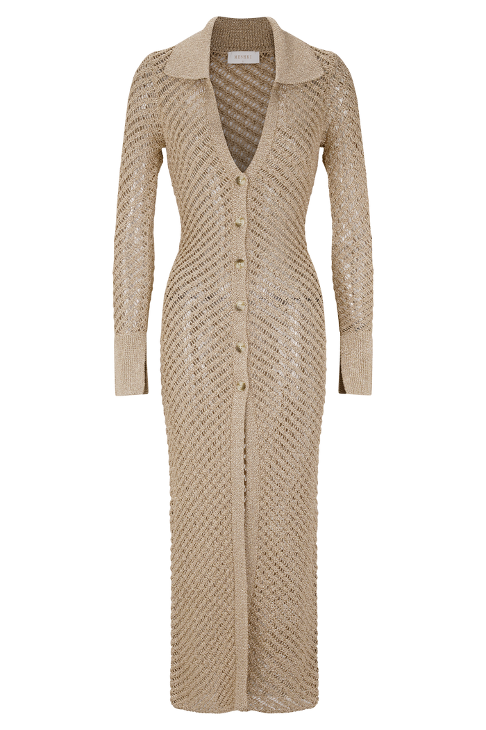 Waverley Metallic Knit Swim Cover Up - Gold