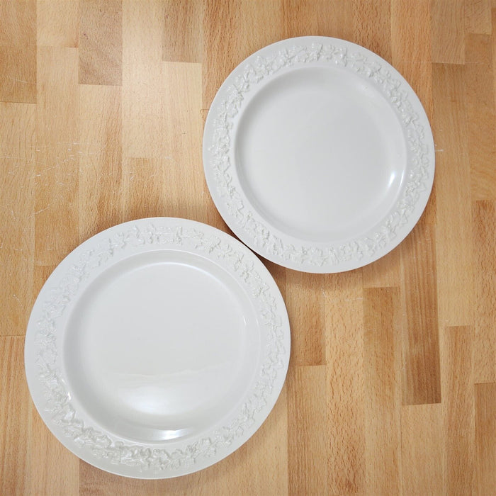 Wedgwood Cream Salad Plate 1" Embossed Rim 2 Set Queens Ware Etruria Barlaston