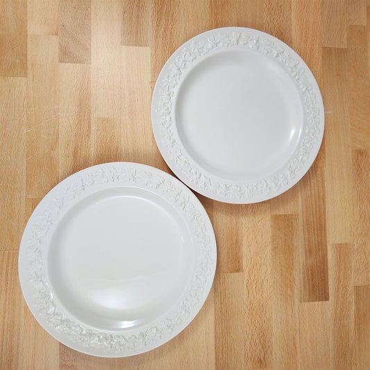 Wedgwood Cream Salad Plate 1" Embossed Rim 2 Set Queens Ware Etruria Barlaston