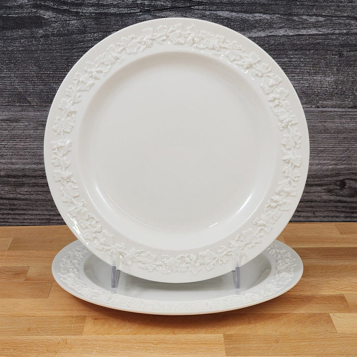 Wedgwood Cream Salad Plate 1" Embossed Rim 2 Set Queens Ware Etruria Barlaston
